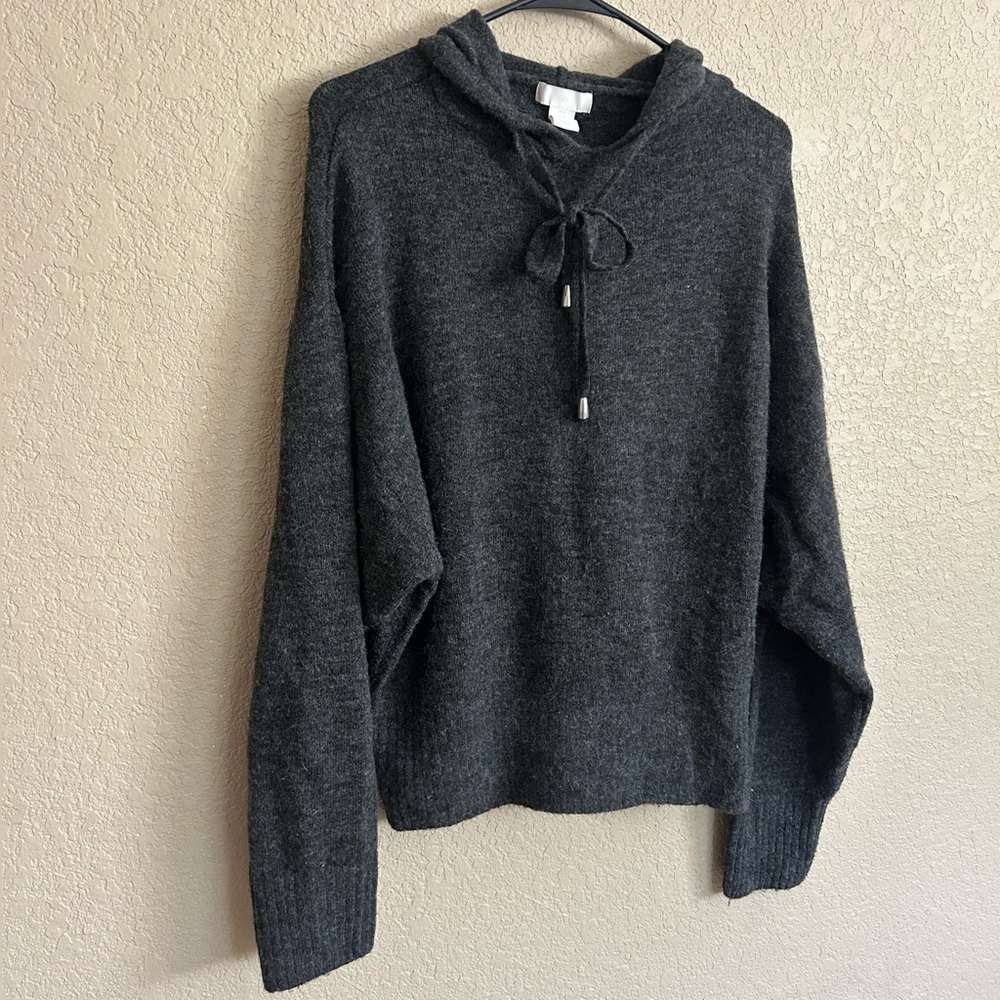 Gray Sweater With Hood Oversized Small